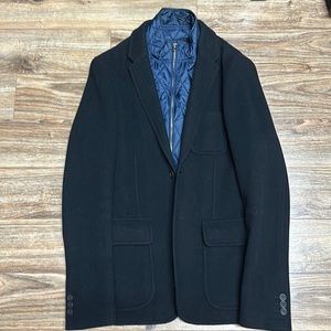 Men’s Small Burberry Brit Sport Coat w/removable Navy inner vest.